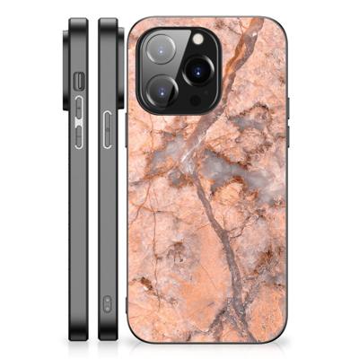 iPhone 14 Pro Marmeren Print Telefoonhoesje Marmer Oranje