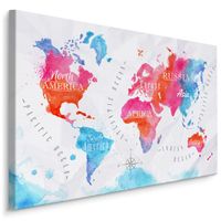 Schilderij -  Kleurrijke Wereldkaart  , Wanddecoratie , Premium print - thumbnail