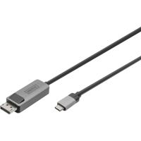 Digitus DB-300334-010-S DisplayPort / USB-C Adapter [1x USB-C - 1x DisplayPort stekker] Zwart Afgeschermd, Rond 1 m - thumbnail