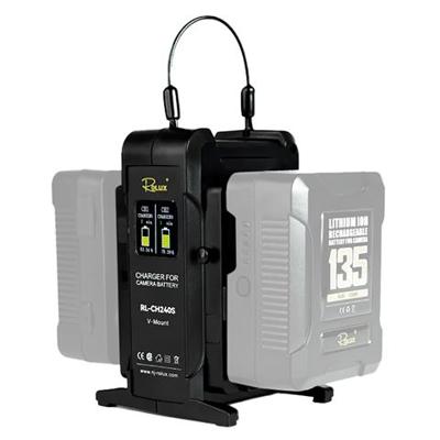 Rolux dubbele snellader rl-ch240s voor v-mount accu