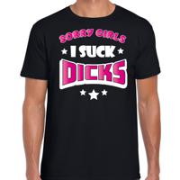 Gay Pride T-shirt voor heren - sorry girls i suck dicks - zwart/roze - LHBTI