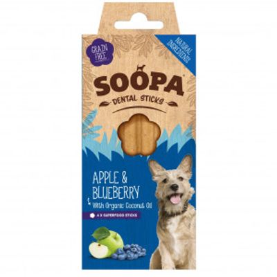 Soopa Dental Sticks met appel en bosbes voor de hond Per 5