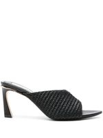 Victoria Beckham mules V Cut 75 mm à bride en raphia - Noir