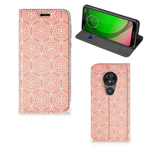 Motorola Moto G7 Play Hoesje met Magneet Pattern Orange