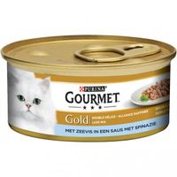 Gourmet Gold Luxe Mix met zeevis in een saus met spinazie natvoer kat (24x85 g) 1 tray (24 x 85 g)