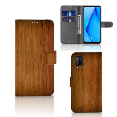 Huawei P40 Lite | Book Style Case | Donker Hout