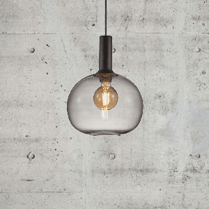 Hanglamp glas Nordlux &apos;Alton 25&apos; zwart smoke E27 fitting 250mm