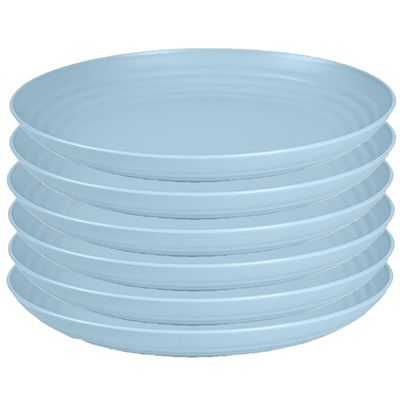 Rond bord/camping bord - 6x - D22 cm - ijsblauw - kunststof - onbreekbaar