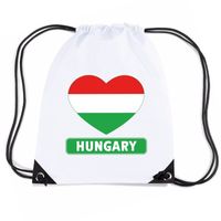 Hongarije hart vlag nylon rugzak wit - thumbnail