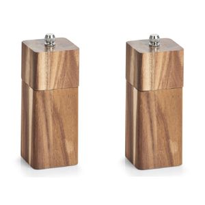 2x Luxe peper/zout molens acacia hout 13 cm