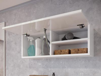 Horizontale wandkast OLAF 1 deur 80 cm wit/hoogglans wit