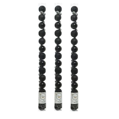 42x stuks kleine kunststof kerstballen zwart 3 cm