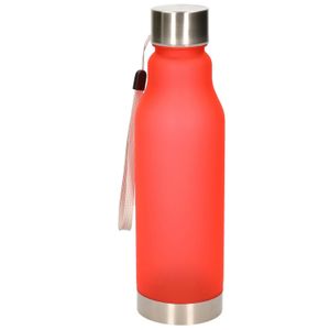 Waterfles/drinkfles/sportfles - rood - kunststof - rvs - 600 ml