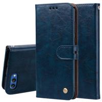 Business stijl olie Wax textuur horizontale Flip lederen case voor Huawei Honor 10 met houder & kaartsleuven & portemonnee (blauw)