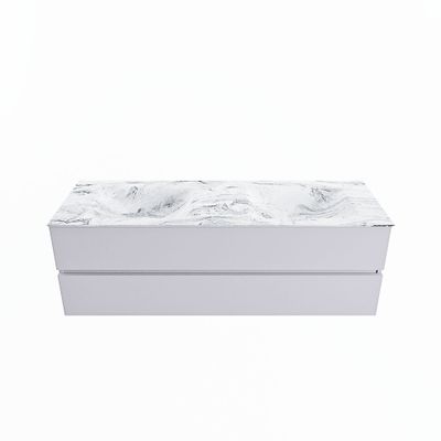 MONDIAZ VICA-DLUX 150cm badmeubel onderkast Cale 2 lades. Inbouw wastafel CLOUD dubbel zonder kraangat, kleur Glace.