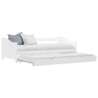 Bedbankframe uittrekbaar grenenhout wit 90x200 cm