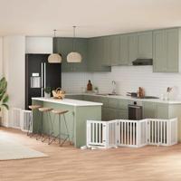 VidaXL Hondenhek inklapbaar met deur 9 panelen 450 cm populierhout wit