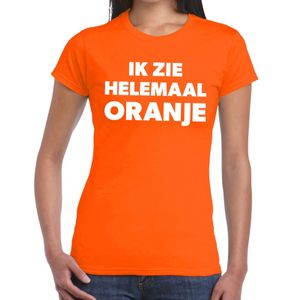 Oranje tekst t-shirt ik zie helemaal oranje dames 2XL  -