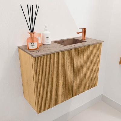 Toiletmeubel Mondiaz Joya Dlux | 60 cm | Meubelkleur Oak | Faye wastafel Arena Wasbak Rechts | 1 kraangat