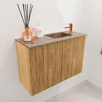 Toiletmeubel Mondiaz Joya Dlux | 60 cm | Meubelkleur Oak | Faye wastafel Arena Wasbak Rechts | 1 kraangat