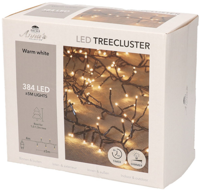 1-1,3 meter treecluster 5 meter / 384 LED warm wit met timer - Annas collection