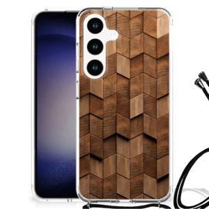 Stevig Telefoonhoesje voor Samsung Galaxy S24 Wooden Cubes
