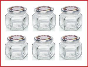 Leifheit 3209 Jampot Zeshoekig 106 ml Glas/Zilver (set van 6 stuks)