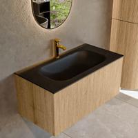 Badmeubel Mondiaz Kurve | 90 cm | Meubelkleur Oak | Wastafelkleur Urban | Midden spoelbak | 1 kraangat