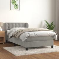 Boxspring met matras fluweel lichtgrijs 100x200 cm Boxspring met matras fluweel lichtgrijs 100x200 cm