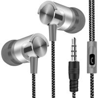 Metalen bedrade oortelefoon Super Bass sound hoofdtelefoon in-ear sport headset met microfoon voor Xiaomi Samsung Huawei (grijs)