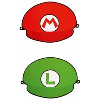Super Mario feest thema hoedjes 16x stuks - Verkleedhoofddeksels - thumbnail