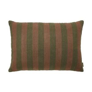 by fonQ Linen Stripe Sierkussen 40 x 60 cm - Bruin / Groen