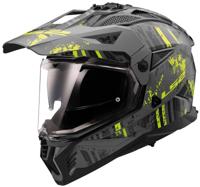 LS2 endurohelm "mx702 pioneer ii crazy". helmet mx702 pion.ii crazy l bl./yel. matt