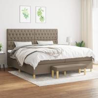 Boxspring met matras stof taupe 200x200 cm