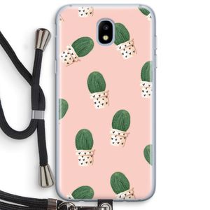 Cactusprint roze: Samsung Galaxy J5 (2017) Transparant Hoesje met koord