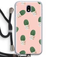 Cactusprint roze: Samsung Galaxy J5 (2017) Transparant Hoesje met koord