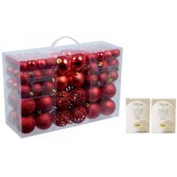 Kerstballen pakket met 100 rode voordelige kerstballen en haakjes - Kerstbal - thumbnail