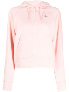 Lacoste hoodie zippé à patch logo - Rose