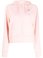 Lacoste hoodie zippé à patch logo - Rose - thumbnail