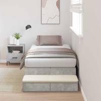 Opbergbedframe met lade Beton Grijs 100 cm Bewerkt hout
