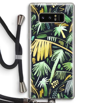 Tropical Palms Dark: Samsung Galaxy Note 8 Transparant Hoesje met koord
