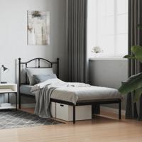 Bedframe met hoofdbord metaal zwart 90x190 cm - thumbnail