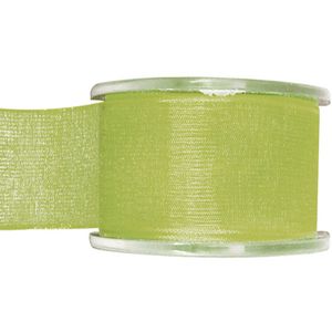 1x Hobby/decoratie groene organza sierlinten 4 cm/40 mm x 20 meter