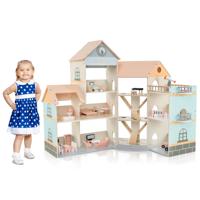 Hoekpoppenhuis van Hout met Roze dak & 41 Meubelstukken & Accessoires Poppenkamer DIY Droomhuis Oranje Hoekpoppenhuis van Hout met Roze dak & 41 Meubelstukken & Accessoires Poppenkamer DIY Droomhuis Oranje