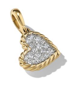 David Yurman pendentif Elements Heart en or 18ct pavé de diamants - Argent