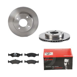 Remmenset, remschijf BREMBO, Remschijftype: Binnen geventileerd, Inbouwplaats: Vooras, u.a. für Ford, Mazda