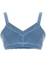 Andrea Bogosian haut crop en velours - Bleu