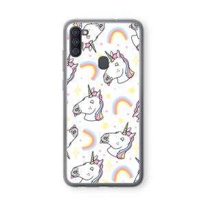 Rainbow Unicorn: Samsung Galaxy A11 Transparant Hoesje