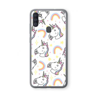 Rainbow Unicorn: Samsung Galaxy A11 Transparant Hoesje