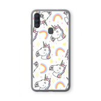 Rainbow Unicorn: Samsung Galaxy A11 Transparant Hoesje Rainbow Unicorn: Samsung Galaxy A11 Transparant Hoesje